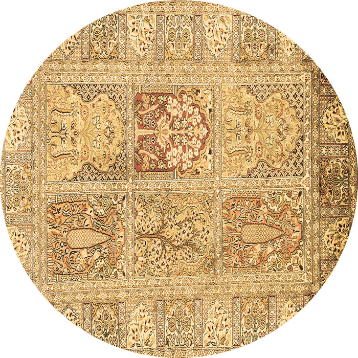 Round Persian Brown Traditional Rug, tr983brn