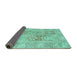 Sideview of Persian Turquoise Traditional Rug, tr983turq