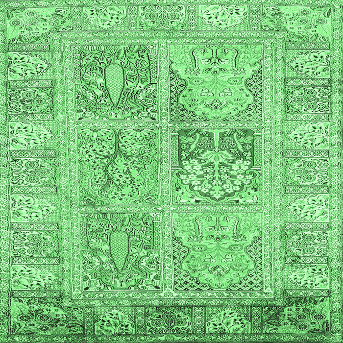 Square Machine Washable Persian Emerald Green Traditional Area Rugs, wshtr983emgrn