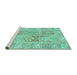 Sideview of Machine Washable Persian Turquoise Traditional Area Rugs, wshtr983turq