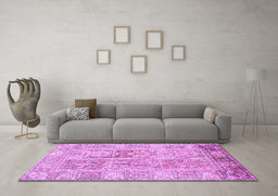 Machine Washable Persian Purple Traditional Area Rugs in a Living Room, wshtr983pur