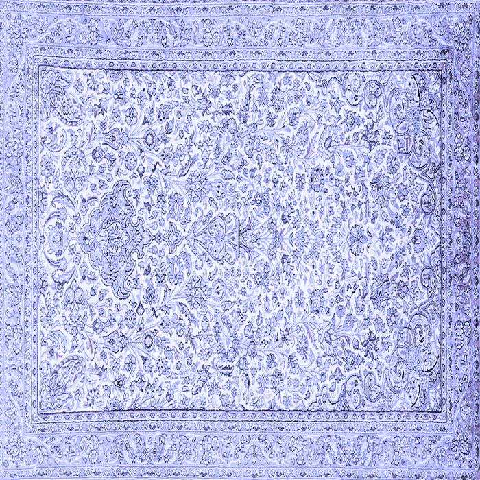 Square Machine Washable Persian Blue Traditional Rug, wshtr984blu
