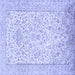 Square Machine Washable Persian Blue Traditional Rug, wshtr984blu