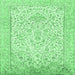 Square Machine Washable Persian Emerald Green Traditional Area Rugs, wshtr984emgrn