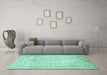 Machine Washable Persian Turquoise Traditional Area Rugs in a Living Room,, wshtr984turq
