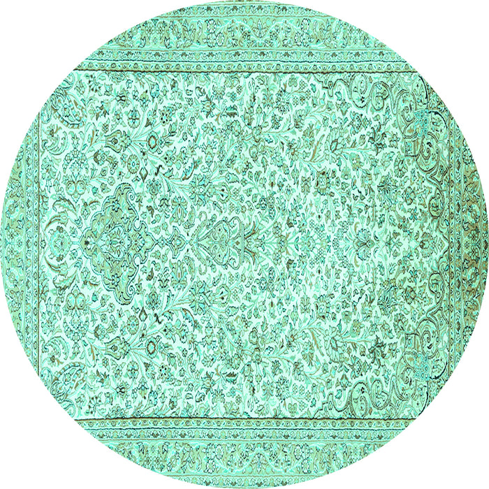 Round Persian Turquoise Traditional Rug, tr984turq