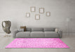 Machine Washable Persian Pink Traditional Rug in a Living Room, wshtr984pnk