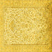 Square Machine Washable Persian Yellow Traditional Rug, wshtr984yw