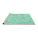 Sideview of Machine Washable Persian Turquoise Traditional Area Rugs, wshtr984turq