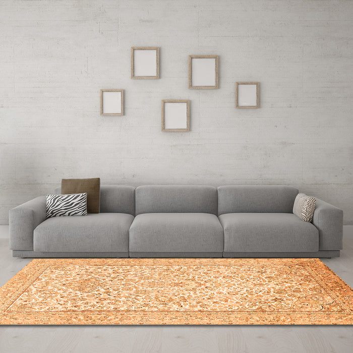 Machine Washable Persian Orange Traditional Area Rugs in a Living Room, wshtr984org