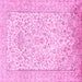 Square Machine Washable Persian Pink Traditional Rug, wshtr984pnk