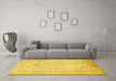 Machine Washable Persian Yellow Traditional Rug in a Living Room, wshtr984yw