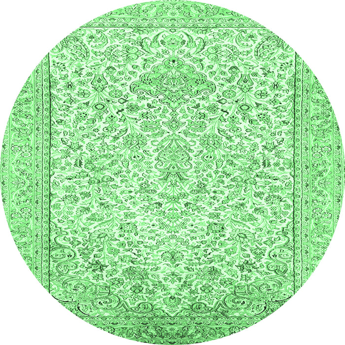 Round Persian Emerald Green Traditional Rug, tr984emgrn
