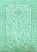 Machine Washable Persian Turquoise Traditional Area Rugs, wshtr984turq