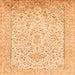 Round Machine Washable Persian Orange Traditional Area Rugs, wshtr984org