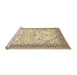 Sideview of Machine Washable Traditional Khaki Gold Rug, wshtr985