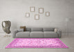 Machine Washable Persian Pink Traditional Rug in a Living Room, wshtr985pnk