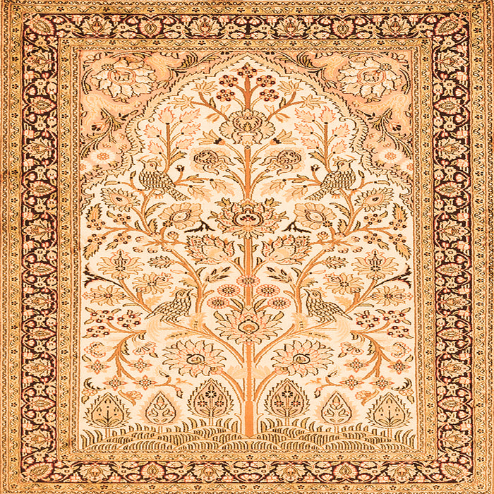 Round Machine Washable Persian Orange Traditional Area Rugs, wshtr985org