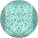 Round Persian Light Blue Traditional Rug, tr985lblu