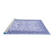 Sideview of Machine Washable Persian Blue Traditional Rug, wshtr985blu