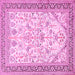 Square Machine Washable Persian Pink Traditional Rug, wshtr985pnk