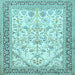 Square Machine Washable Persian Light Blue Traditional Rug, wshtr985lblu