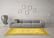 Machine Washable Persian Yellow Traditional Rug in a Living Room, wshtr985yw