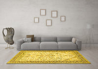 Machine Washable Persian Yellow Traditional Rug, wshtr985yw