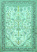 Machine Washable Persian Turquoise Traditional Area Rugs, wshtr985turq