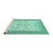 Sideview of Machine Washable Persian Turquoise Traditional Area Rugs, wshtr985turq