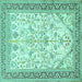 Square Machine Washable Persian Turquoise Traditional Area Rugs, wshtr985turq