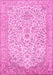 Machine Washable Persian Pink Traditional Rug, wshtr986pnk