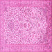 Square Machine Washable Persian Pink Traditional Rug, wshtr986pnk