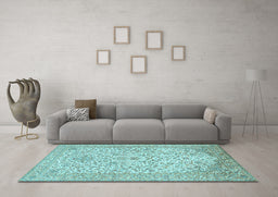 Machine Washable Persian Light Blue Traditional Rug in a Living Room, wshtr986lblu