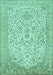 Machine Washable Persian Turquoise Traditional Area Rugs, wshtr986turq