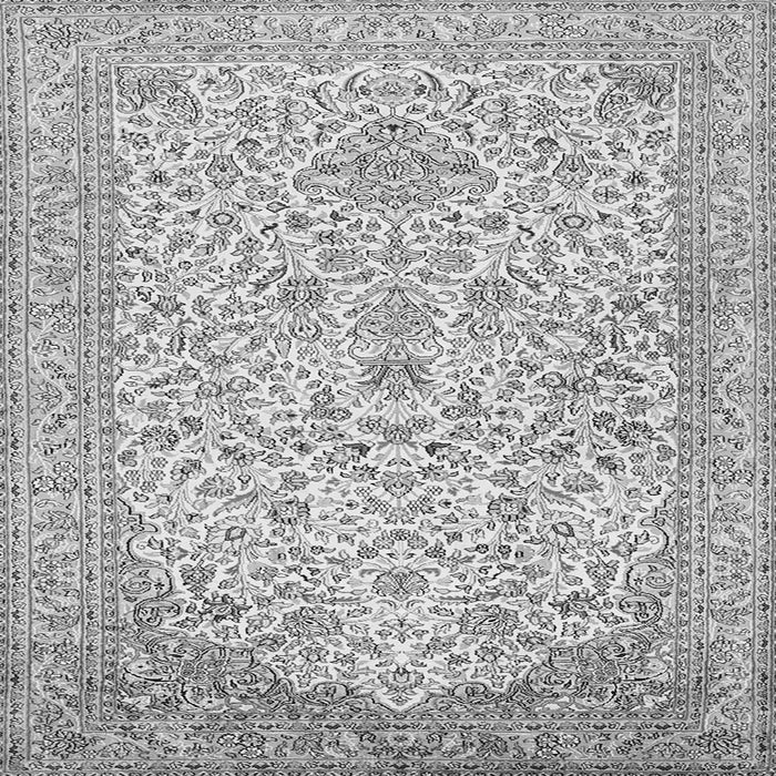 Round Machine Washable Persian Gray Traditional Rug, wshtr986gry