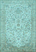 Machine Washable Persian Light Blue Traditional Rug, wshtr986lblu