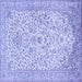 Square Machine Washable Persian Blue Traditional Rug, wshtr986blu