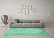 Machine Washable Persian Turquoise Traditional Area Rugs in a Living Room,, wshtr986turq