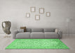 Machine Washable Persian Emerald Green Traditional Area Rugs in a Living Room,, wshtr986emgrn