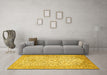 Machine Washable Persian Yellow Traditional Rug in a Living Room, wshtr986yw