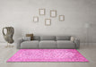 Machine Washable Persian Pink Traditional Rug in a Living Room, wshtr986pnk