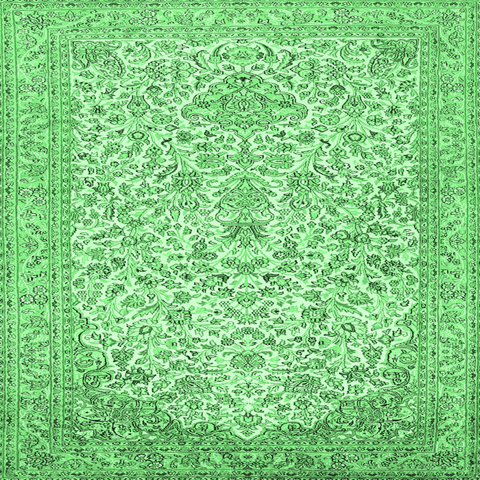 Square Machine Washable Persian Emerald Green Traditional Area Rugs, wshtr986emgrn