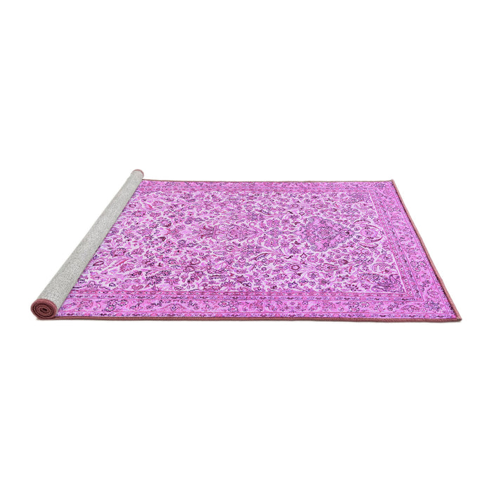 Sideview of Machine Washable Persian Purple Traditional Area Rugs, wshtr986pur