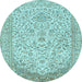 Round Persian Light Blue Traditional Rug, tr986lblu