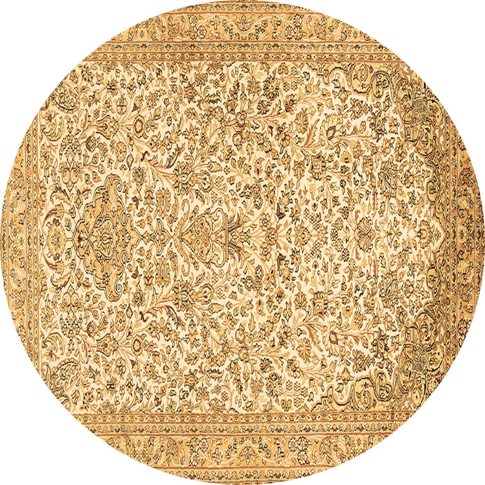 Round Persian Brown Traditional Rug, tr986brn