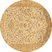 Round Persian Brown Traditional Rug, tr986brn