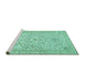 Sideview of Machine Washable Persian Turquoise Traditional Area Rugs, wshtr986turq