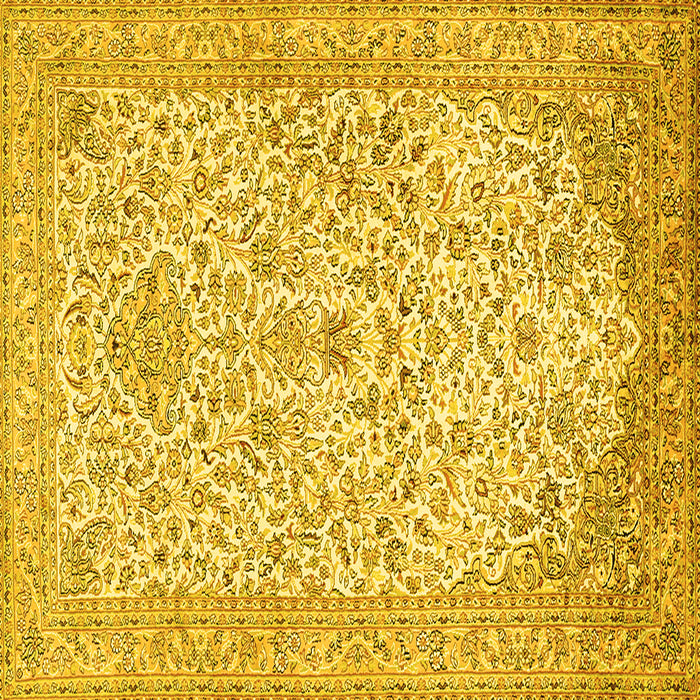 Square Machine Washable Persian Yellow Traditional Rug, wshtr986yw