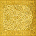 Square Machine Washable Persian Yellow Traditional Rug, wshtr986yw